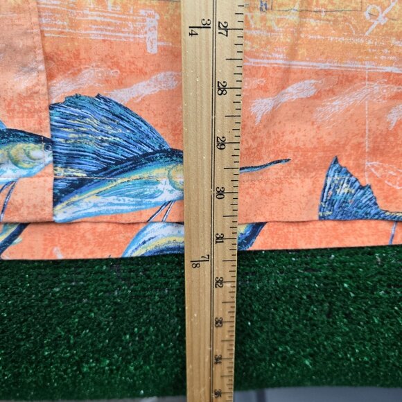Reel Legends Shirt Mens XL Orange Button‎ Up Beach Swordfish All Over Print - Picture 5 of 7